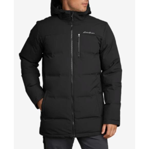 Eddie Bauer Men's Glacier Peak Parka Coat Down Fill Seamless Stretch Black XL - Picture 1 of 10